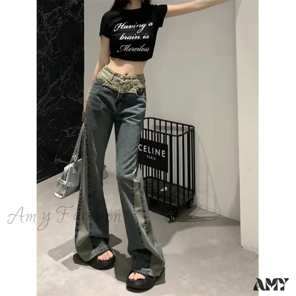 Amy Fashion - New Splice Slim Raglan Spice Girls High Waist Design Sense Small Public Show Thin