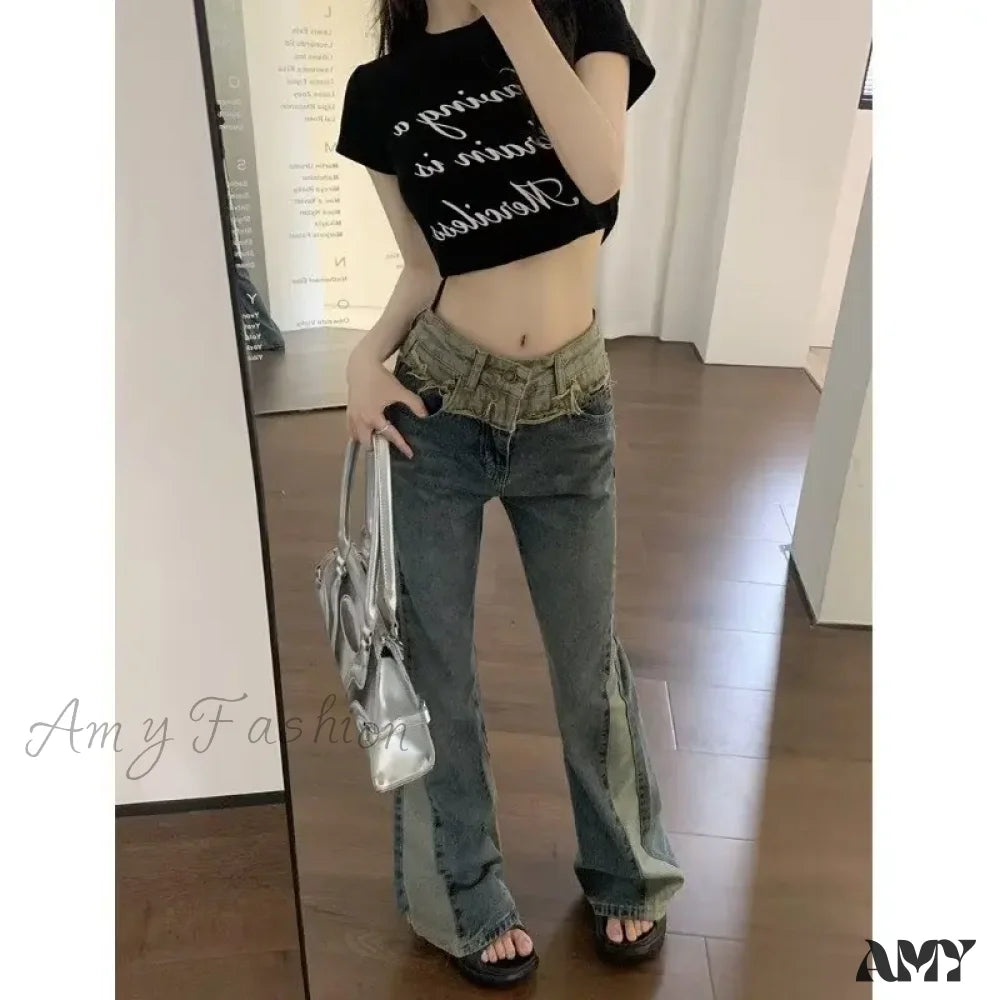 Amy Fashion - New Splice Slim Raglan Spice Girls High Waist Design Sense Small Public Show Thin