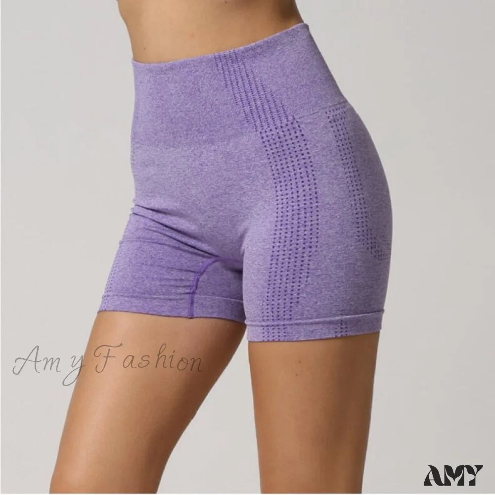 Amy Fashion - New Style High Waist Seamless Leggings Purple / S