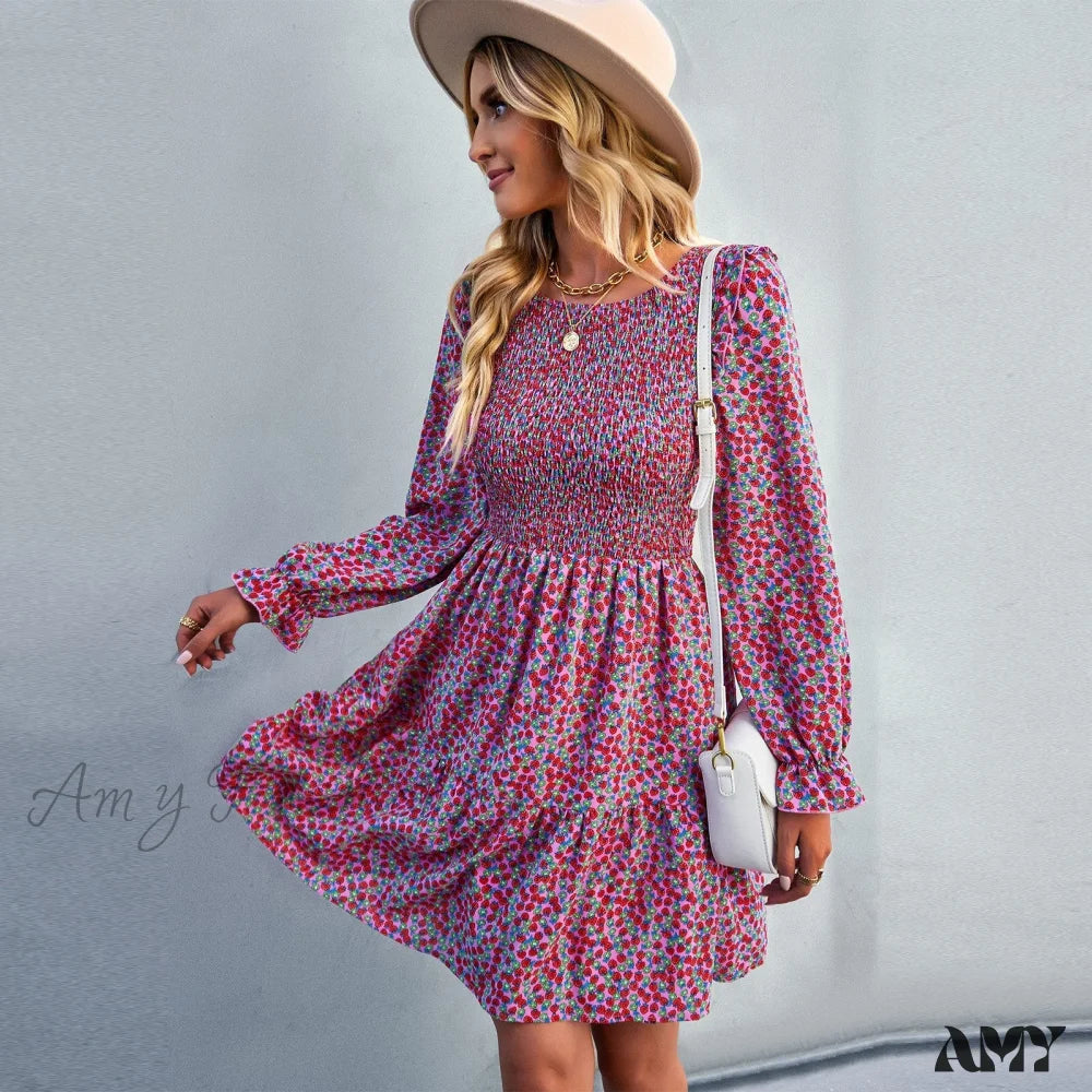 Amy Fashion - O-Neck Long Sleeve All Match A Line Dresses