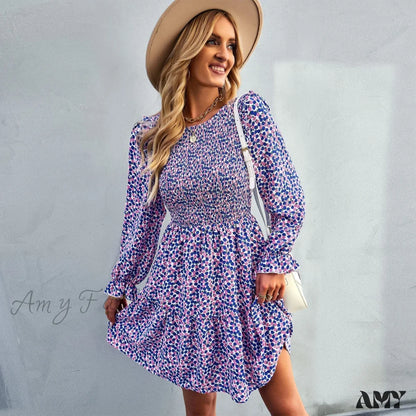 Amy Fashion - O-Neck Long Sleeve All Match A Line Dresses