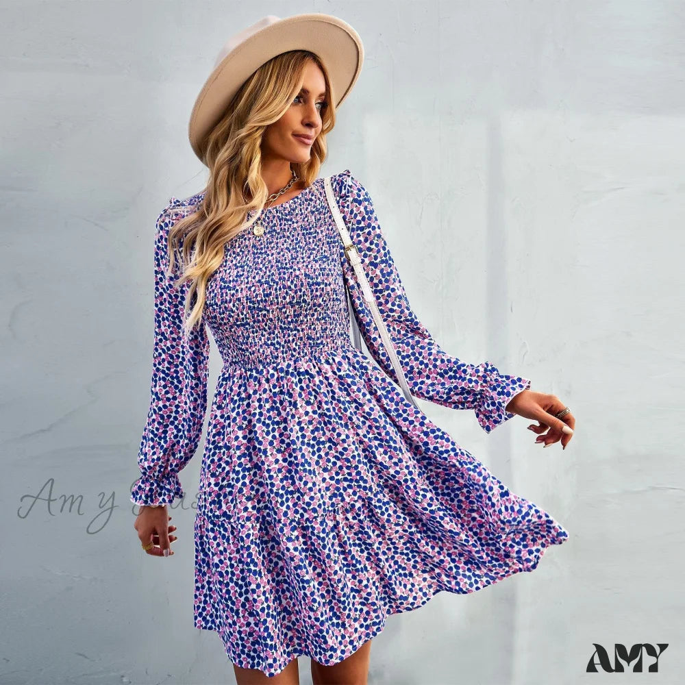 Amy Fashion - O-Neck Long Sleeve All Match A Line Dresses