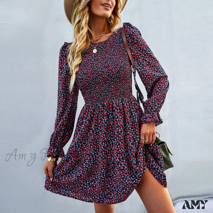 Amy Fashion - O-Neck Long Sleeve All Match A Line Dresses