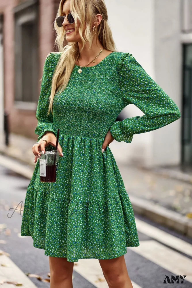 Amy Fashion - O-Neck Long Sleeve All Match A Line Dresses