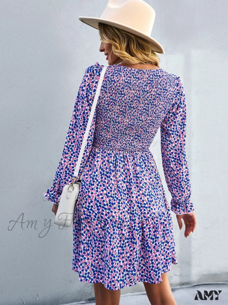 Amy Fashion - O-Neck Long Sleeve All Match A Line Dresses