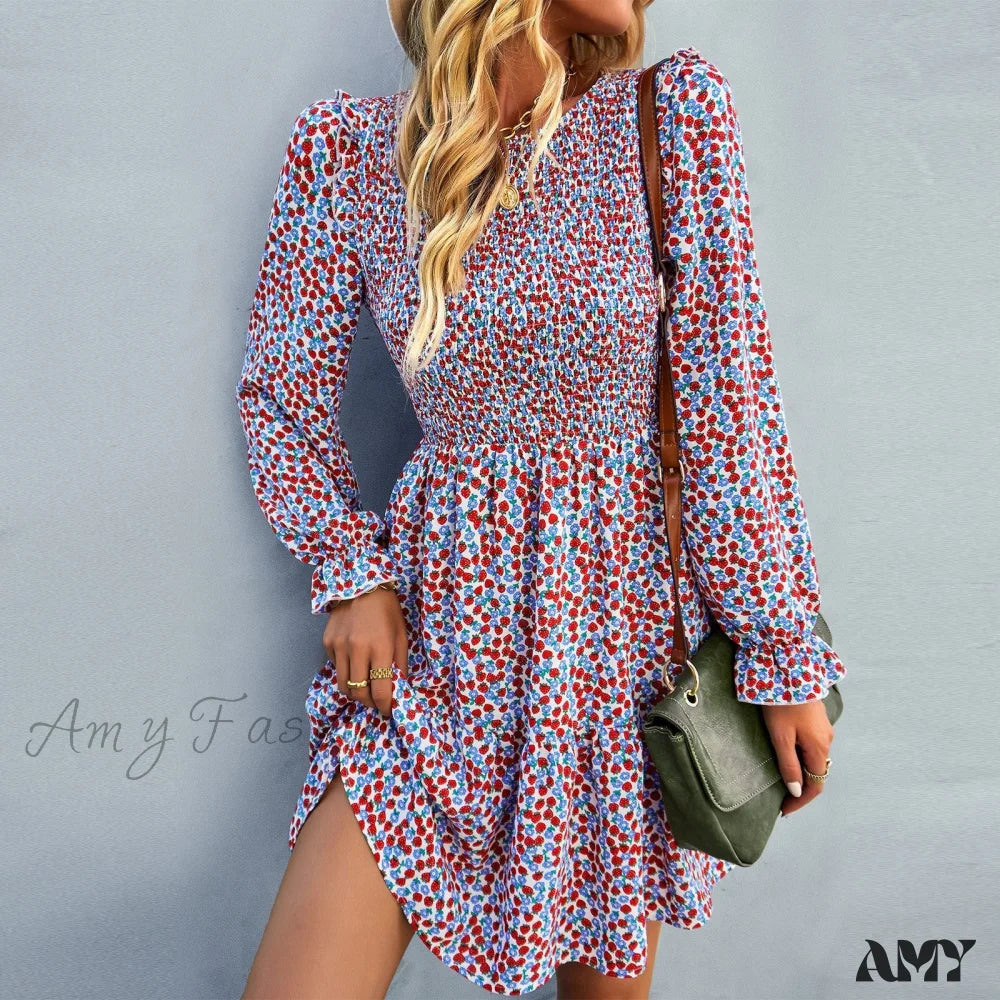 Amy Fashion - O-Neck Long Sleeve All Match A Line Dresses