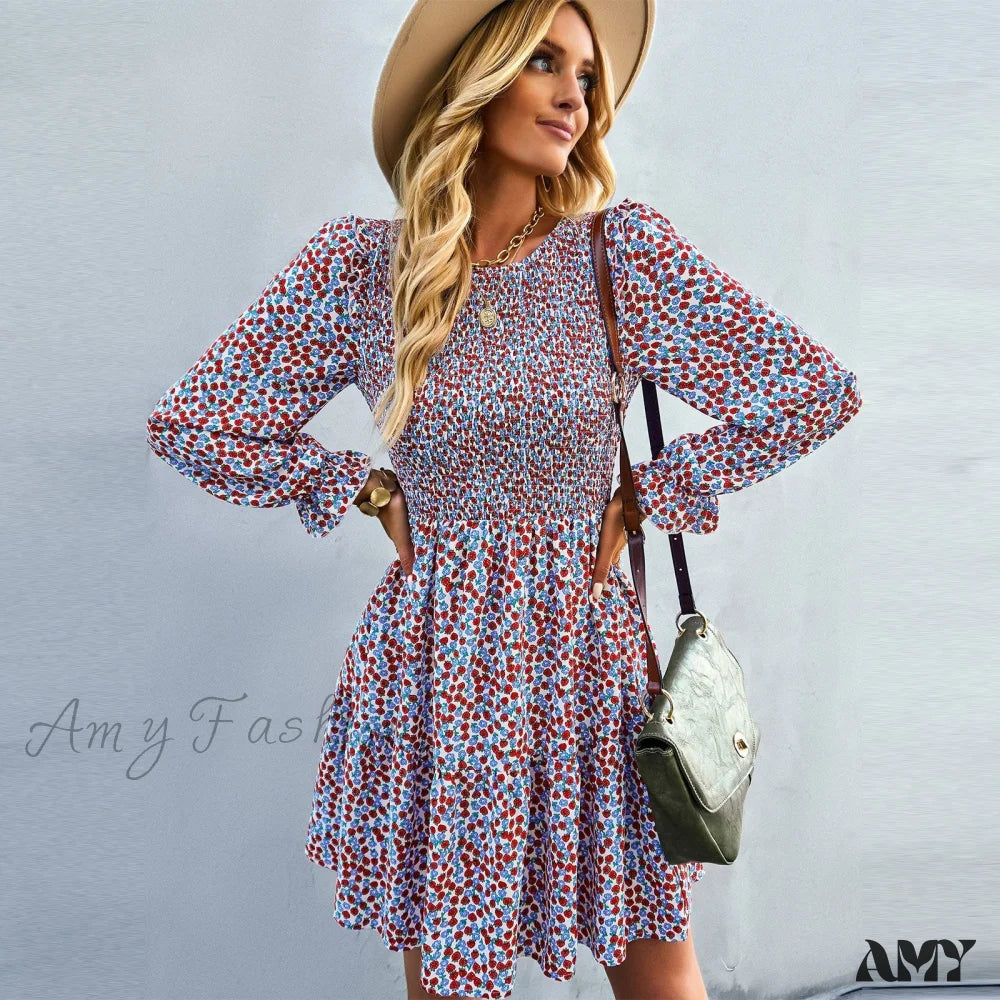 Amy Fashion - O-Neck Long Sleeve All Match A Line Dresses