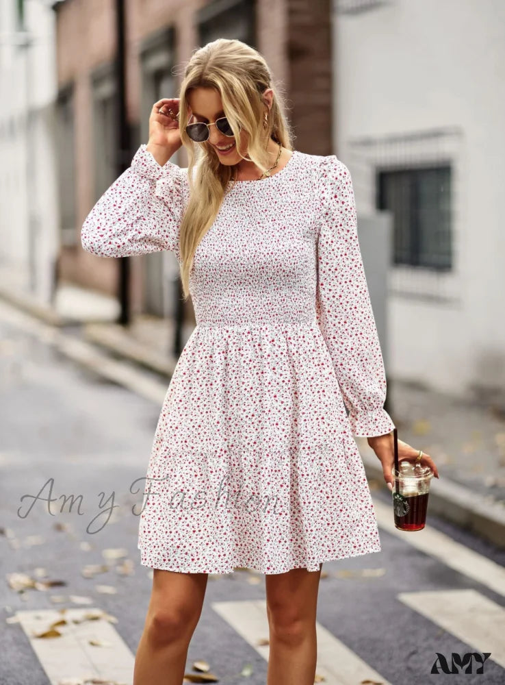 Amy Fashion - O-Neck Long Sleeve All Match A Line Dresses