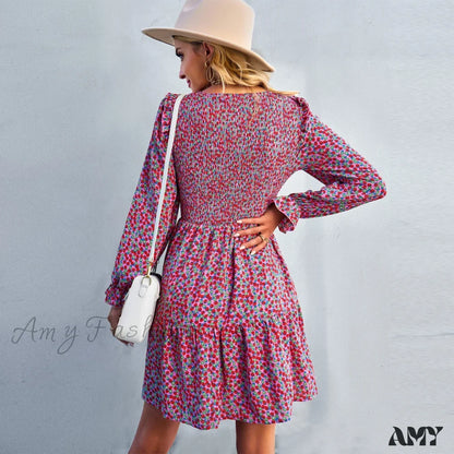 Amy Fashion - O-Neck Long Sleeve All Match A Line Dresses