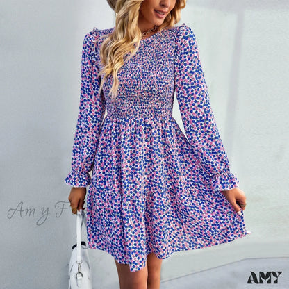 Amy Fashion - O-Neck Long Sleeve All Match A Line Dresses