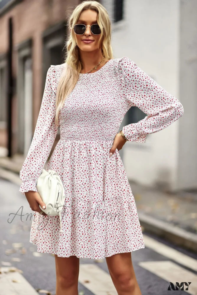 Amy Fashion - O-Neck Long Sleeve All Match A Line Dresses