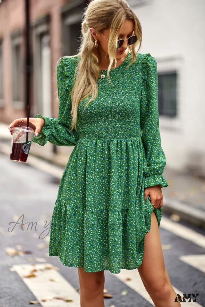 Amy Fashion - O-Neck Long Sleeve All Match A Line Dresses