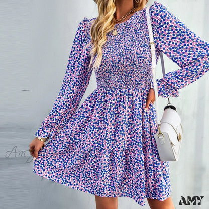 Amy Fashion - O-Neck Long Sleeve All Match A Line Dresses