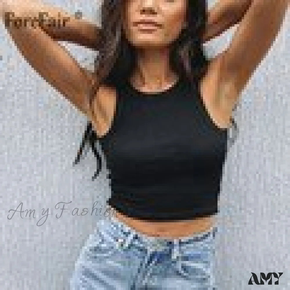 Amy Fashion - Off Shoulder Sexy Crop Tube Tank Summer Basic Short Black / L