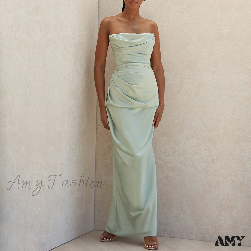 Amy Fashion - Off Shoulder Sleeveless Backless Side Split Dress