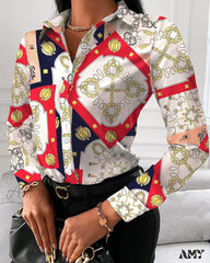 Amy Fashion - Office Lady Print Button Shirts 6 / S