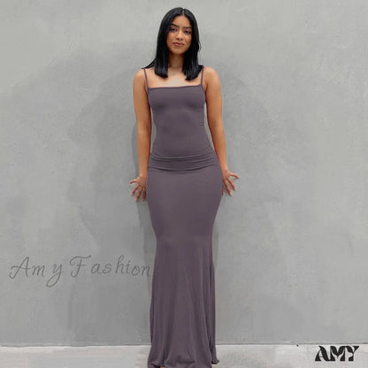 Amy Fashion - Party Club Ladies Bodycon Peach Hip Elegant Long Dresses Purple / Xs