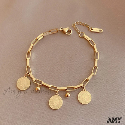 Amy Fashion - Personalized Simple Plate Bracelet Gold