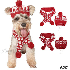 Amy Fashion - Pet Cat Dog Knitting Scarf Hat Set