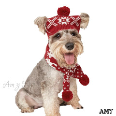 Amy Fashion - Pet Cat Dog Knitting Scarf Hat Set