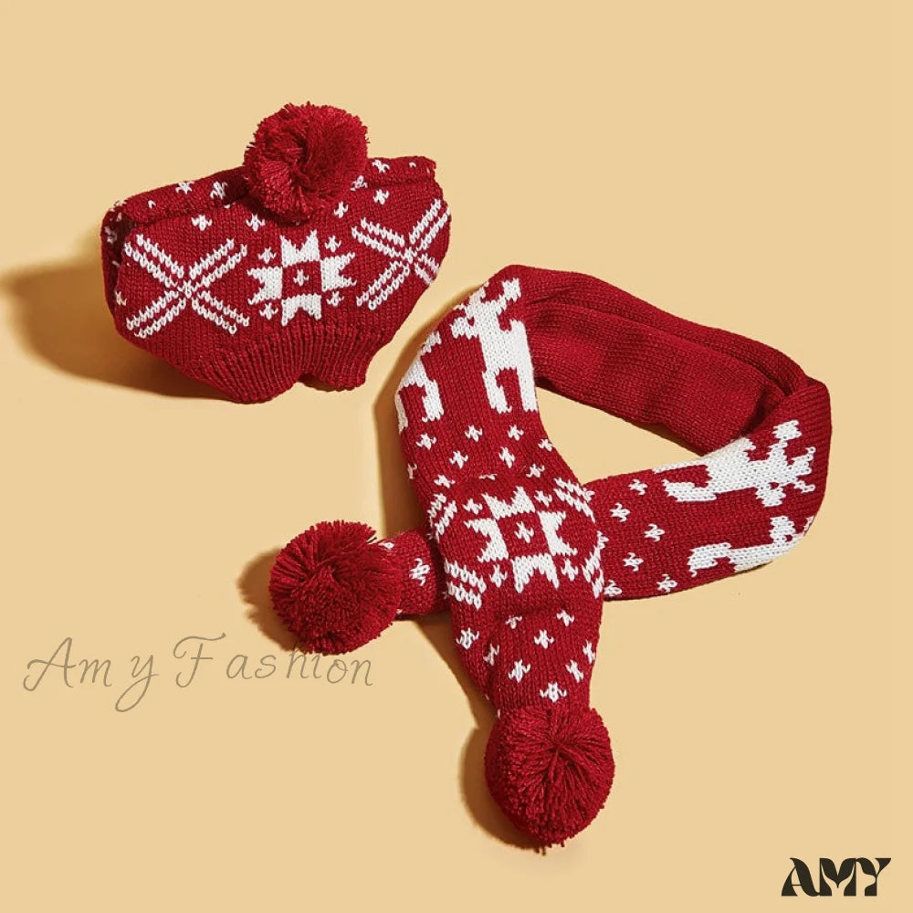 Amy Fashion - Pet Cat Dog Knitting Scarf Hat Set