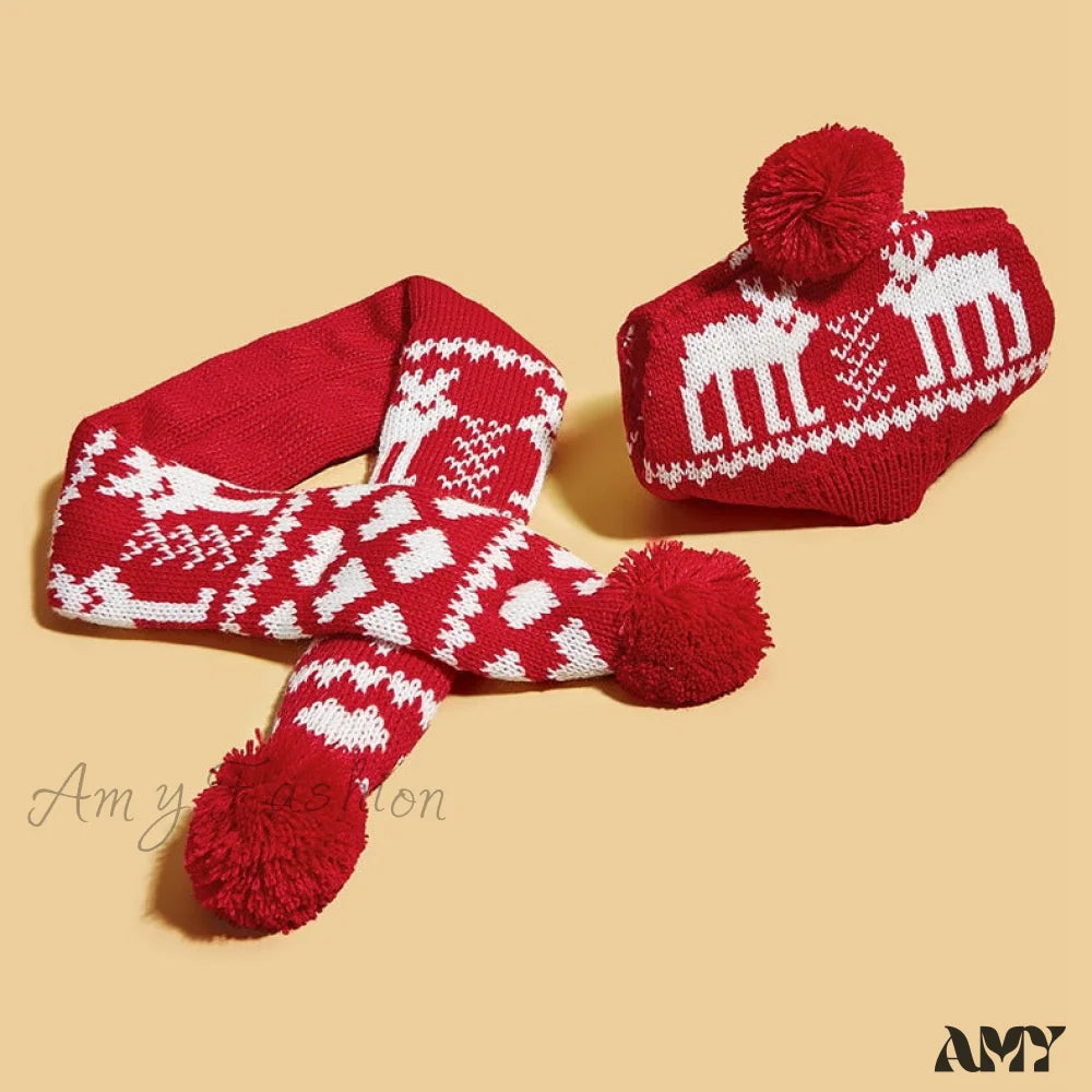 Amy Fashion - Pet Cat Dog Knitting Scarf Hat Set