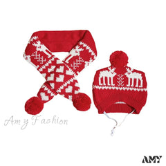 Amy Fashion - Pet Cat Dog Knitting Scarf Hat Set