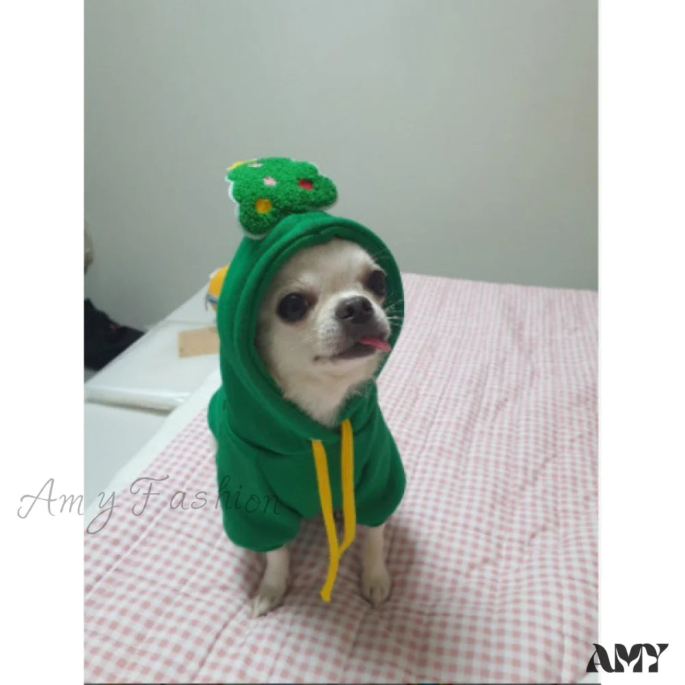 Amy Fashion - Pet Dog Winter Autumn Drawstring Hoodie Green / Xs