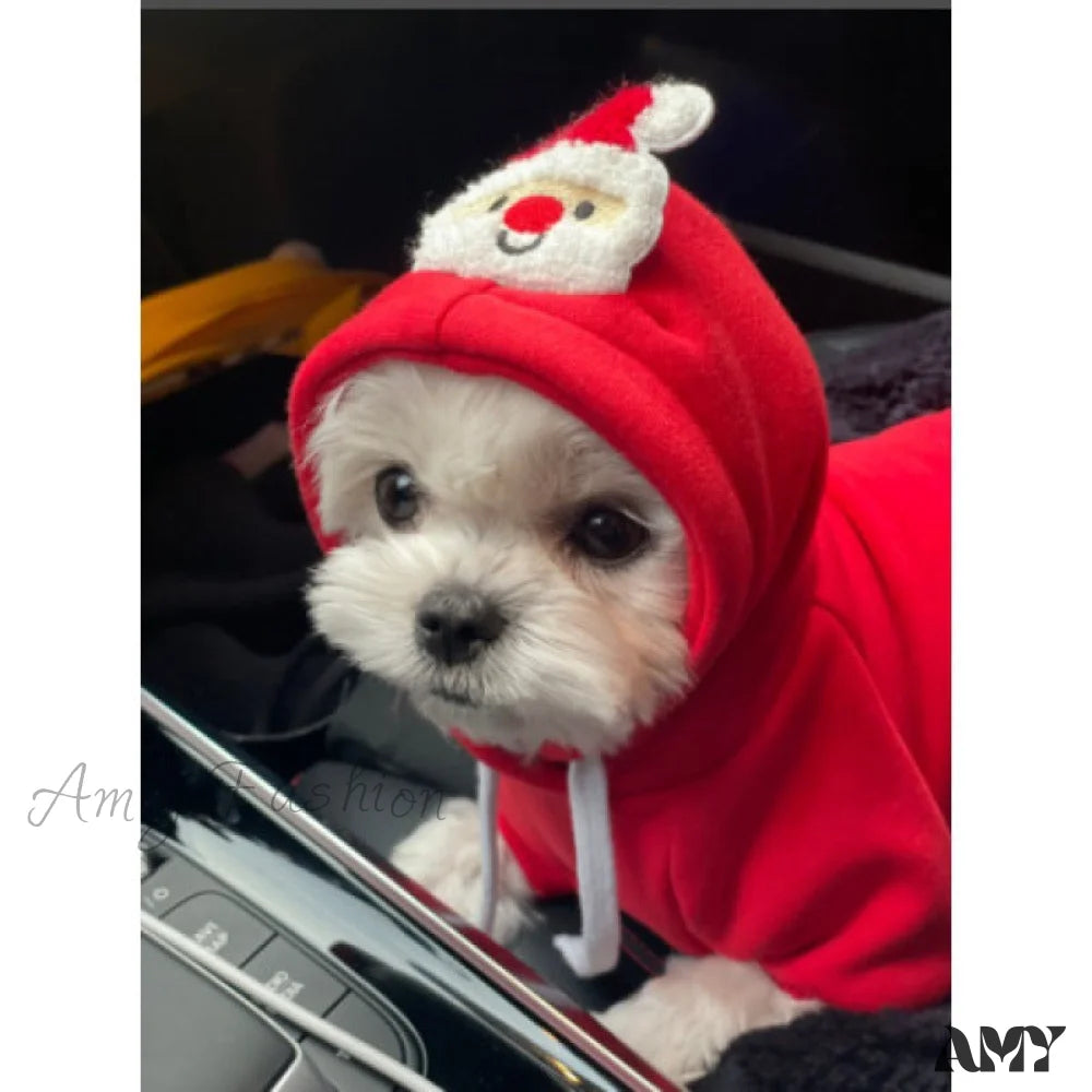 Amy Fashion - Pet Dog Winter Autumn Drawstring Hoodie Red / Xs