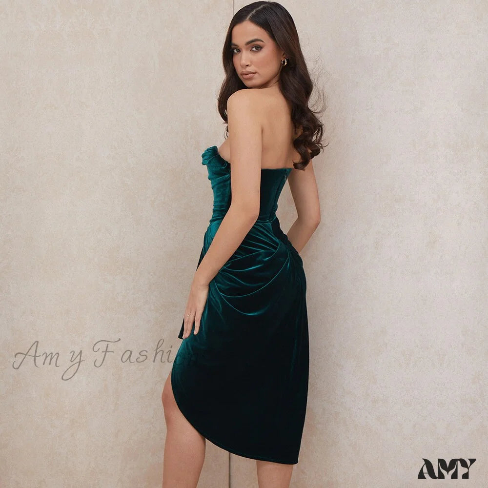 Amy Fashion - Pleated Slash Neck Sexy Bodycon Dress