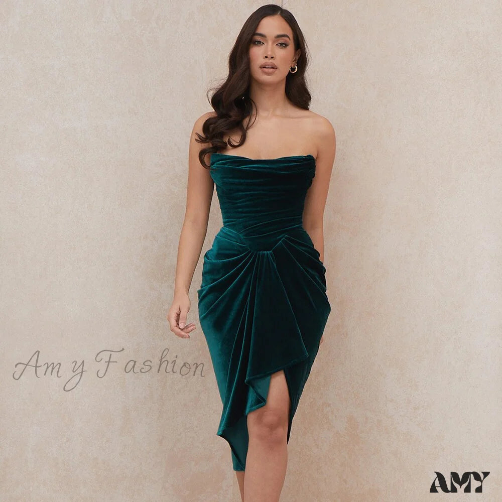 Amy Fashion - Pleated Slash Neck Sexy Bodycon Dress