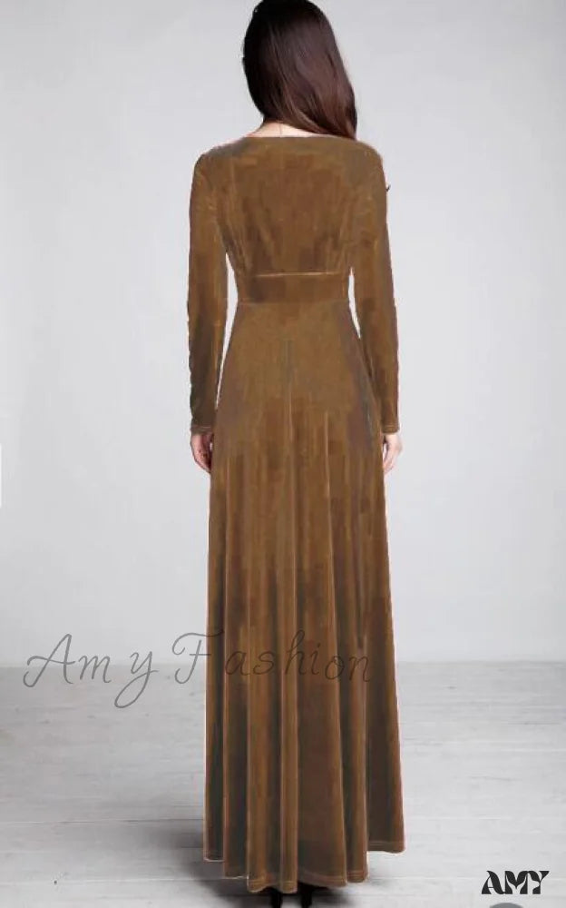 Amy Fashion - Plus Size 4Xl 5Xl Women Winter Dress Auburn / S