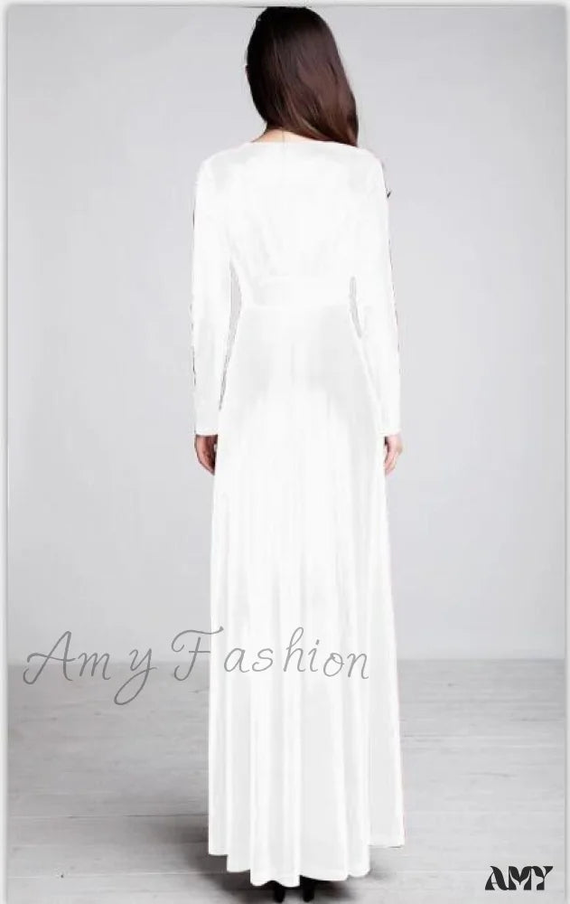 Amy Fashion - Plus Size 4Xl 5Xl Women Winter Dress White / S