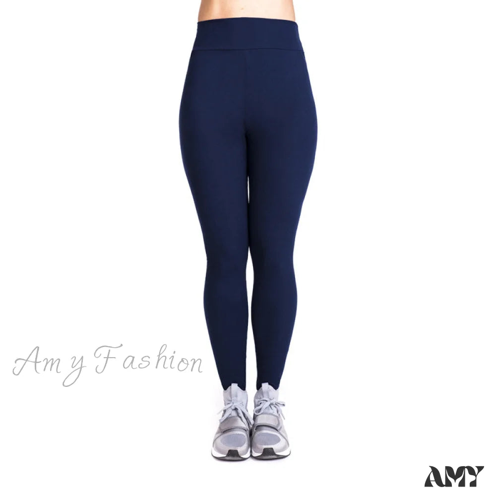 Amy Fashion - Plus Size Shapewear Sport Pants Navy Blue / S