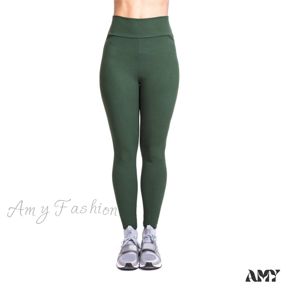 Amy Fashion - Plus Size Shapewear Sport Pants Olive Green / S