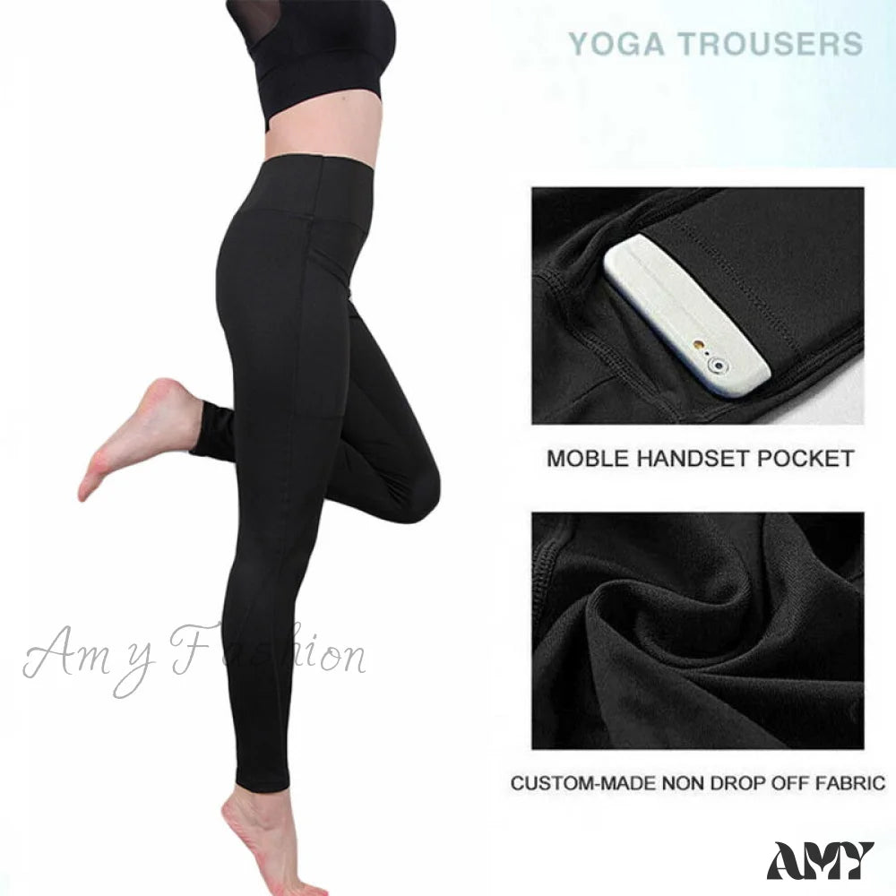 Amy Fashion - Pocket High Waist Push Up Sports Leggings