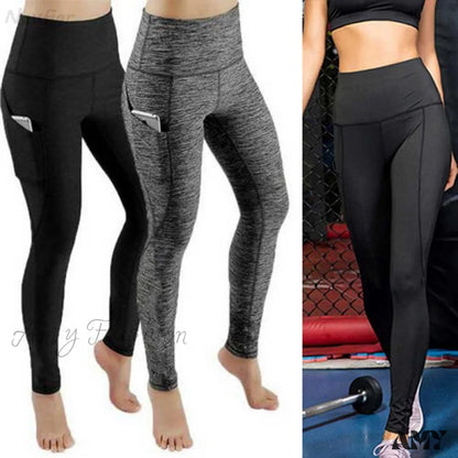 Amy Fashion - Pocket High Waist Push Up Sports Leggings