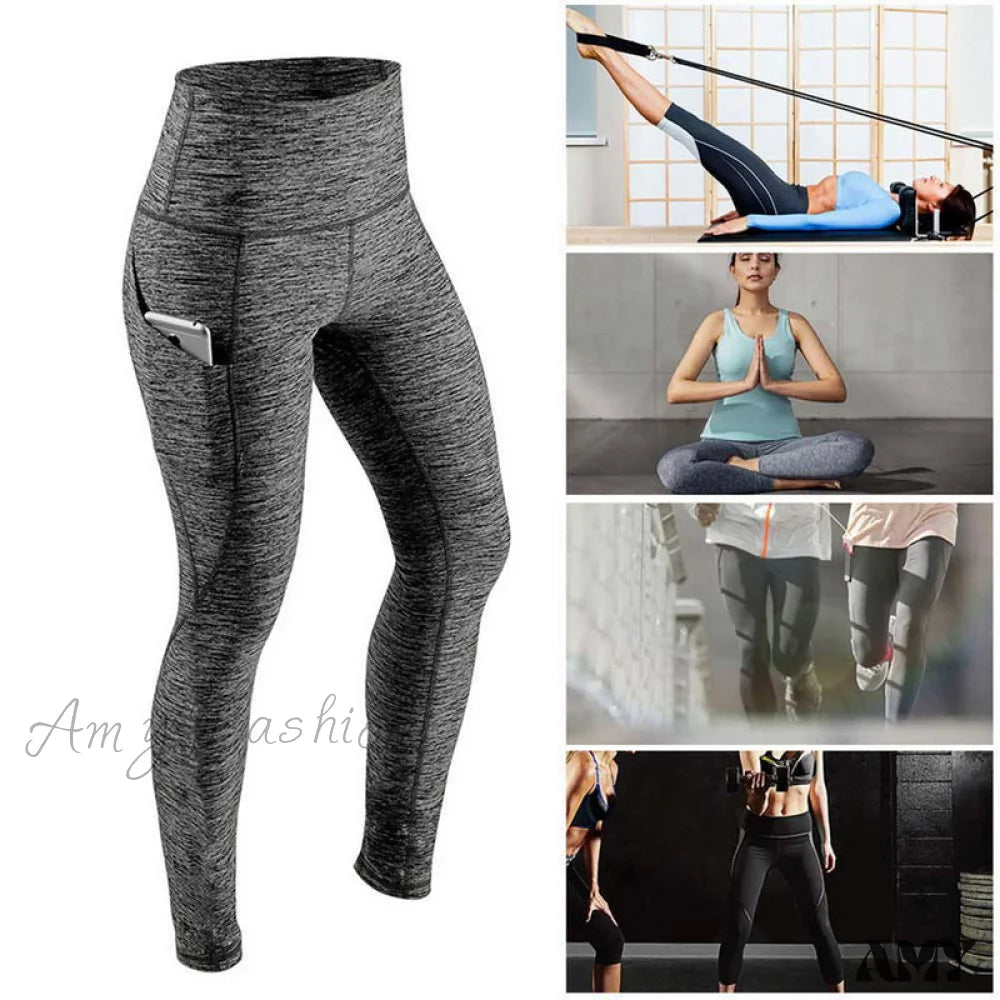 Amy Fashion - Pocket High Waist Push Up Sports Leggings