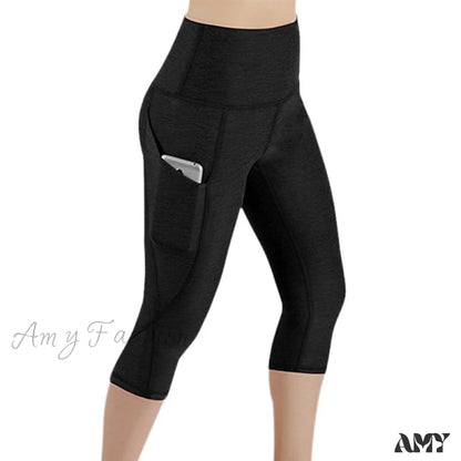 Amy Fashion - Pocket High Waist Push Up Sports Leggings Black 01 / S