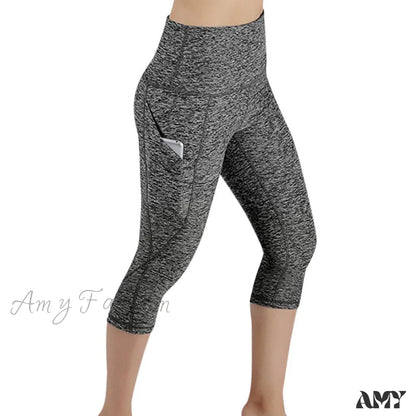 Amy Fashion - Pocket High Waist Push Up Sports Leggings Gray 01 / S