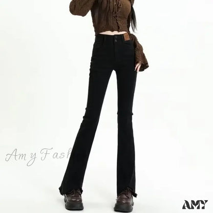 Amy Fashion - Popular High Waist Simple Lazy Trend Micro Raglan Japanese Genjuku Jean