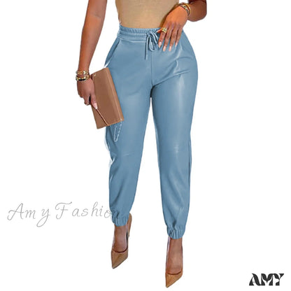 Amy Fashion - Pu Leather Elegant Office Pants