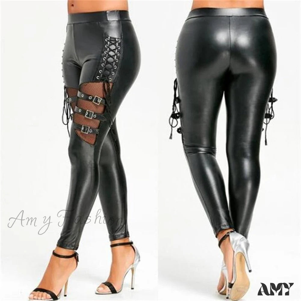 Amy Fashion - Pu Leather Skinny Slim Trouser