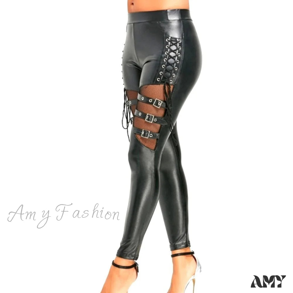 Amy Fashion - Pu Leather Skinny Slim Trouser