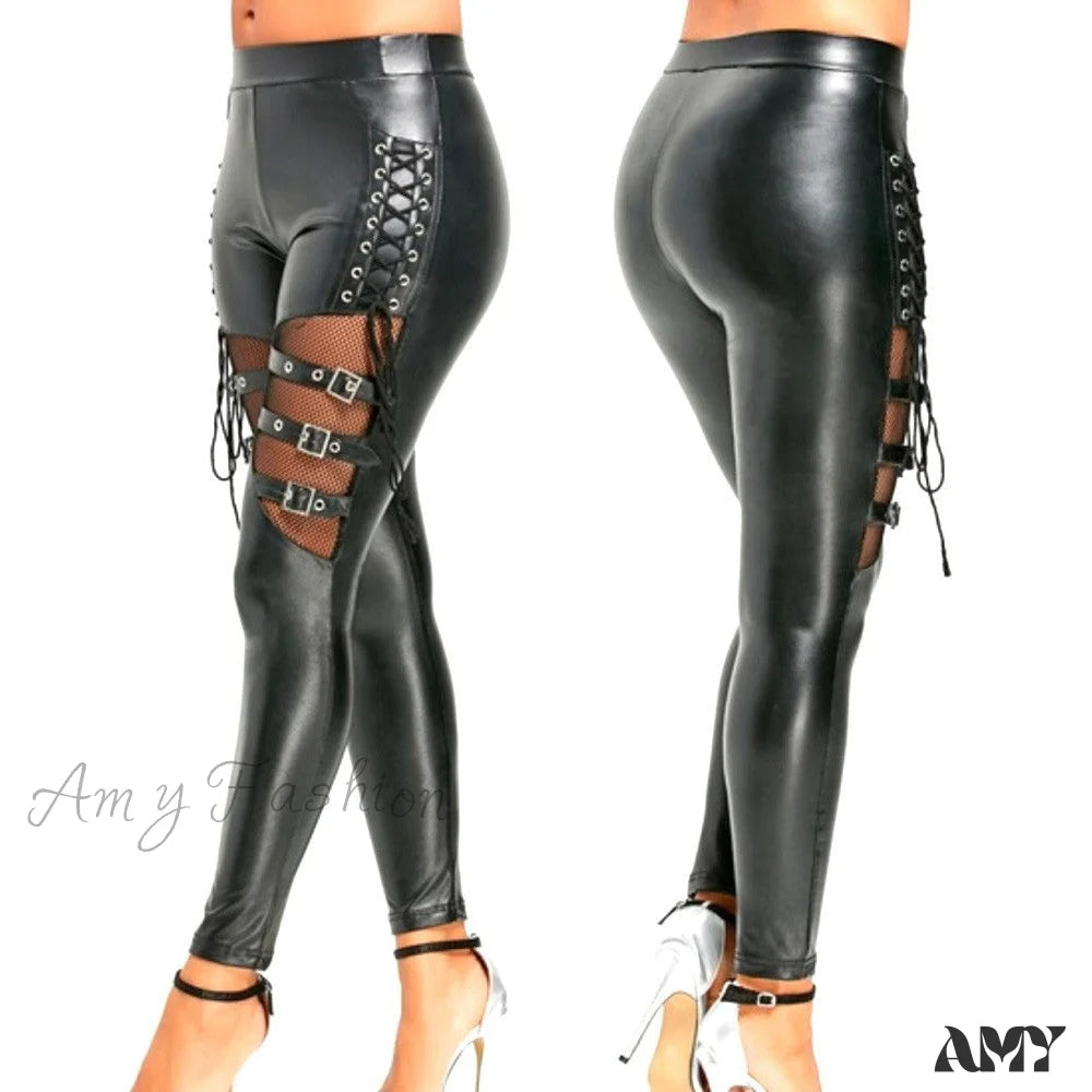 Amy Fashion - Pu Leather Skinny Slim Trouser