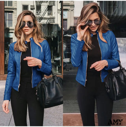 Amy Fashion - Pu Leather Thick Warm Jacket