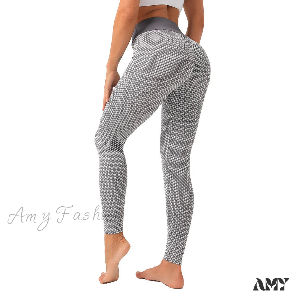 Amy Fashion - Push Up Woman Tights Workout Leggings Gray High Quality / S