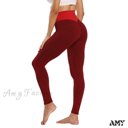 Amy Fashion - Push Up Woman Tights Workout Leggings Red High Quality / S