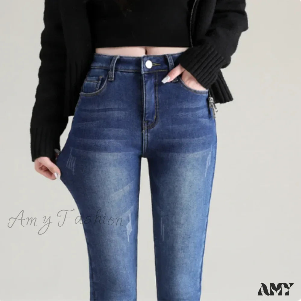 Amy Fashion - Quality Stretch Skinny Slim Fit Y2K Ripped Tight Denim Jean