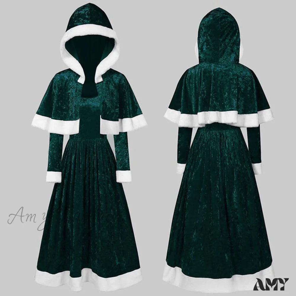 Amy Fashion - Retro Christmas O-Neck Long Sleeve Two-Piece Shawl Dress